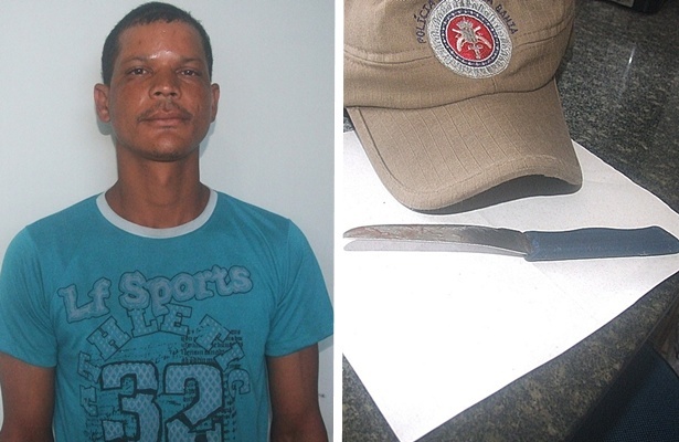 Segundo a polícia, o homicida estava escondido em uma residência que fica no mesmo bairro onde ele cometeu o homicídio. Ao lado a arma utilizada no crime