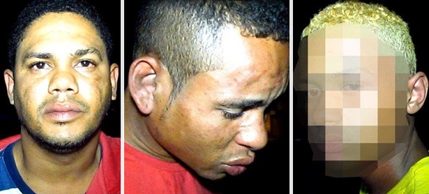 Da esquerda para a direita: Josenildo Santos Nascimento, de 31 anos, Maicon Wiliam Dantas Santos, de 26, e o adolescente de 15 anos