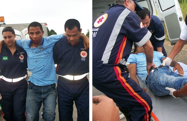Vítimas do acidente sendo socorridas