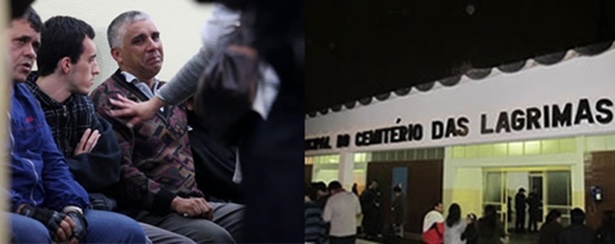 O pai de David, o guarda municipal Nilton Nogueira, chorando durante o velório do filho no Velório Municipal do Cemitério das Lágrimas, em São Caetano do Sul